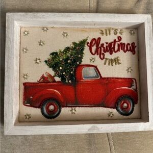 Vintage truck beaded Christmas framed holiday pic 8x10